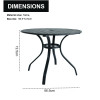 Outdoor Patio Round Table Garden Round Table with Steel Slat Tabletop Metal Steel Iron Dining Outdoor  Table for Garden