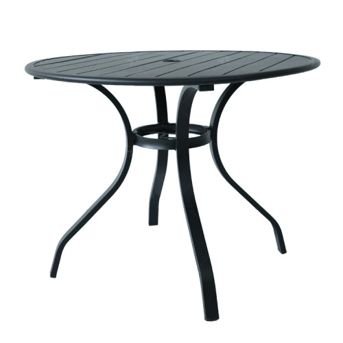 Outdoor Patio Round Table Garden Round Table with Steel Slat Tabletop Metal Steel Iron Dining Outdoor  Table for Garden