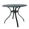 Outdoor Patio Round Table Garden Round Table with Steel Slat Tabletop Metal Steel Iron Dining Outdoor  Table for Garden