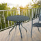 Outdoor Patio Round Table Garden Round Table with Steel Slat Tabletop Metal Steel Iron Dining Outdoor Table for Garden