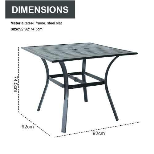 Outdoor Furniture Patio Garden Furniture Dining Table Square Backyard Bistro Table for Deck Backyard Lawn Garden