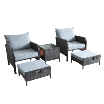 New Modern Design Garden Furniture Outdoor Sofa Outdoor Garden Furniture Luxury Rattan Sofa Set 5 Pieces