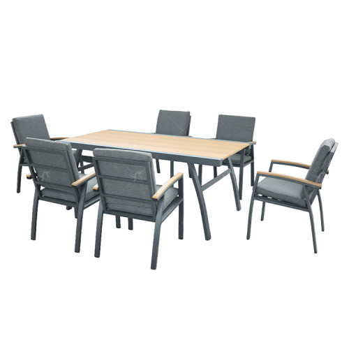 Outdoor Modern Hot Selling Good Quality Garden Furniture Dining Set of 7 Alu. Frame Dining Set of 7