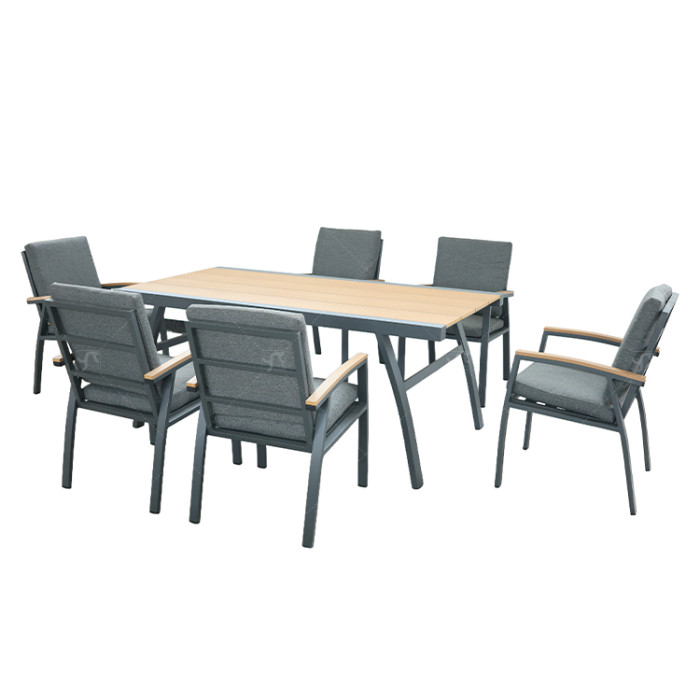 Outdoor Modern Hot Selling Good Quality Garden Furniture Dining Set of 7 Alu. Frame Dining Set of 7