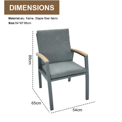 Outdoor Modern Hot Selling Good Quality Garden Furniture Dining Set of 7 Alu. Frame Dining Set of 7