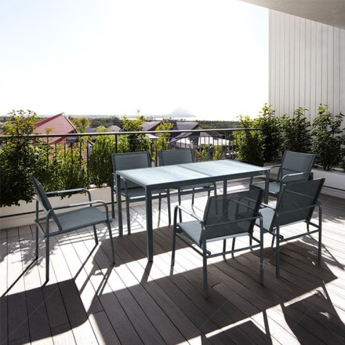 Outdoor Modern Hot Selling Good Quality Garden Furniture Dining Set of 7steel Teslin Dining Set of 7