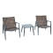 Outdoor Coffee Sets Silk Printing Glass Table and Chair Camping Patio Dinning Steel Garden Chair Three-piece Sets