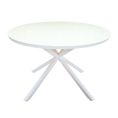 Outdoor Patio Side Table Garden Round Table with Silk Printing Glass Metal Steel Iron Dining Outdoor  Table for Garden