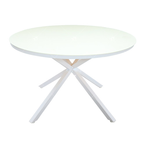 Outdoor Patio Side Table Garden Round Table with Silk Printing Glass Metal Steel Iron Dining Outdoor  Table for Garden