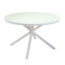 Outdoor Patio Side Table Garden Round Table with Silk Printing Glass Metal Steel Iron Dining Outdoor Table for Garden