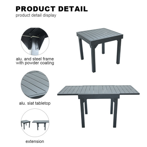 Modern Rectangular Folding Aluminum Extension Dining Table Durable Portable Outdoor Furniture for Garden Apartment Bar Use