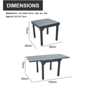 Modern Rectangular Folding Aluminum Extension Dining Table Durable Portable Outdoor Furniture for Garden Apartment Bar Use