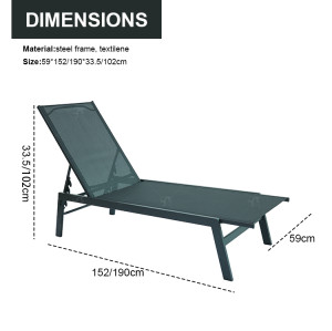 Outdoor Steel Four Position Adjustable Garden Beach Chaise Lounge Chair Patio Garden Hotel Sun Lounge
