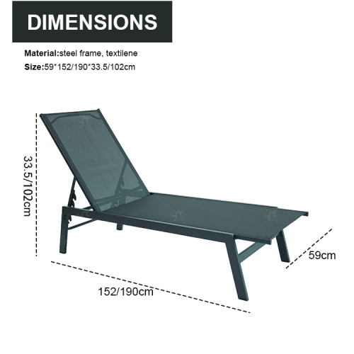 Outdoor Steel Four Position Adjustable Garden Beach Chaise Lounge Chair Patio Garden Hotel Sun Lounge