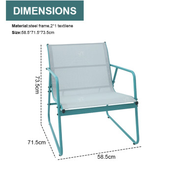 Outdoor Coffee Sets Silk Printing Glass Table and  Chair Camping Patio Dinning Steel Garden Chair Three-piece Sets