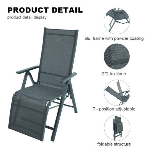 2x2 Teslin Modern Comfort Flex Metal Patio Chair with Arm Popular Outdoor  Alu. Teslin Lounger Foldable Chair