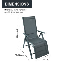 2x2 Teslin Modern Comfort Flex Metal Patio Chair with Arm Popular Outdoor  Alu. Teslin Lounger Foldable Chair