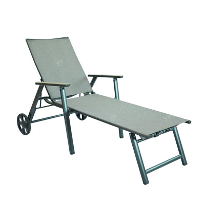 Hotel Modern Pool Outdoor Balcony Courtyard Luxury Wave Metal Frame Leisure Sun Lounger Chair with Pulley