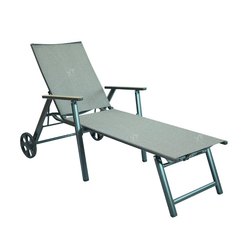 Hotel Modern Pool Outdoor Balcony Courtyard Luxury Wave Metal Frame Leisure Sun Lounger Chair with Pulley