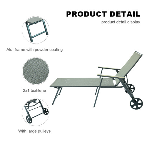 Hotel Modern Pool Outdoor Balcony Courtyard Luxury Wave Metal Frame Leisure Sun Lounger Chair with Pulley