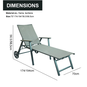 Hotel Modern Pool Outdoor Balcony Courtyard Luxury Wave Metal Frame Leisure Sun Lounger Chair with Pulley