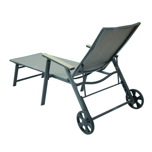 Hotel Modern Pool Outdoor Balcony Courtyard Luxury Wave Metal Frame Leisure Sun Lounger Chair with Pulley