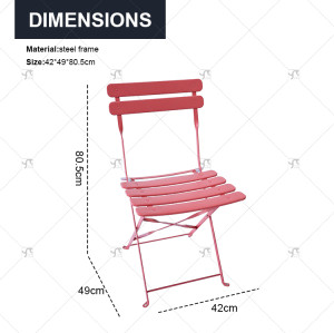 Outdoor Patio Metal Folding Steel Chair Furniture Metal Chair Color, Patio Steel Bistro Chair Garden Bistro Folding square Chair