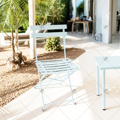 Outdoor Patio Metal Folding Steel Chair Modern Balcony Outdoor Patio Furniture Portable Garden Bistro lron Folding square Chair