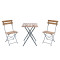 Outdoor Coffee Sets Foldable Wood Slat Table and Foldable Chair Camping Patio Dinning Steel Garden Chair Three-piece Sets