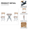 Outdoor Coffee Sets Foldable Wood Slat Table and Foldable Chair Camping Patio Dinning Steel Garden Chair Three-piece Sets