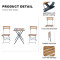 Outdoor Coffee Sets Foldable Wood Slat Table and Foldable Chair Camping Patio Dinning Steel Garden Chair Three-piece Sets