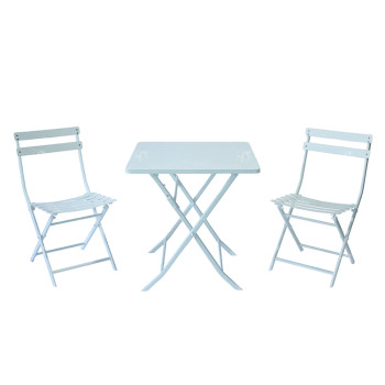 Outdoor Coffee Sets Foldable Steel Plate Table and Foldable Chair Camping Patio Dinning Steel Garden Chair Three-piece Sets