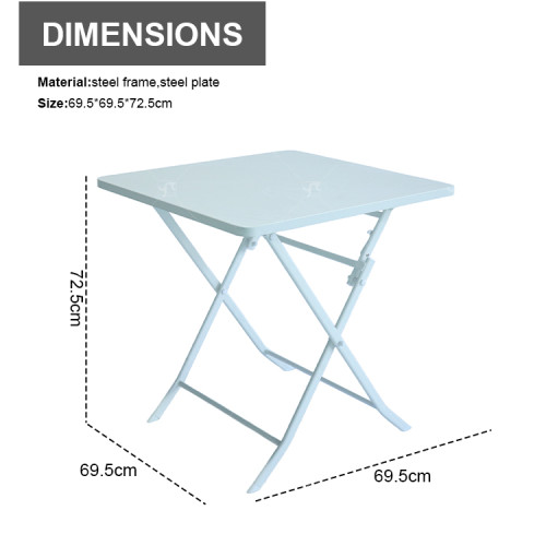 Outdoor Coffee Sets Foldable Steel Plate Table and Foldable Chair Camping Patio Dinning Steel Garden Chair Three-piece Sets