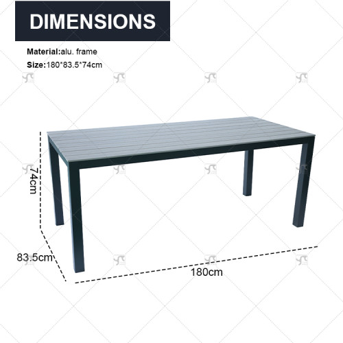 Hot Sell Outdoor Aluminum Furniture Restaurant Dining Table Furniture for Garden or Patio Modern Garden Furniture diningTable