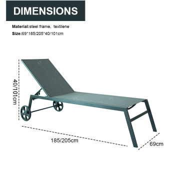 Hotel Modern Pool Outdoor Balcony Courtyard Luxury Wave Metal Frame Leisure Sun Lounger Chair with Pulley