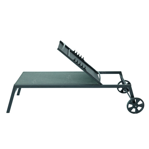 Hotel Modern Pool Outdoor Balcony Courtyard Luxury Wave Metal Frame Leisure Sun Lounger Chair with Pulley