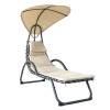 Outdoor Steel Single Chaise Lounge Chair Beach Chair Swimming Pool Sun Lounger with Canopy Shade