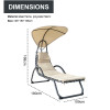 Outdoor Steel Single Chaise Lounge Chair Beach Chair Swimming Pool Sun Lounger with Canopy Shade