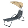Outdoor Steel Single Chaise Lounge Chair Beach Chair Swimming Pool Sun Lounger with Canopy Shade