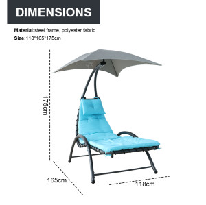 Outdoor Steel Single Chaise Lounge Chair Beach Chair Swimming Pool Sun Lounger with Canopy Shade