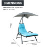 Outdoor Steel Single Chaise Lounge Chair Beach Chair Swimming Pool Sun Lounger with Canopy Shade