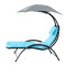 Outdoor Steel Single Chaise Lounge Chair Beach Chair Swimming Pool Sun Lounger with Canopy Shade