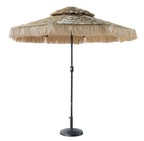 Garden Umbrella 2.5 Meter Two Layer Synthetic Thatch Roof Outdoor with Thatch Grass Beach Thatched Umbrella