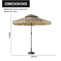 Garden Umbrella 2.5 Meter Two Layer Synthetic Thatch Roof Outdoor with Thatch Grass Beach Thatched Umbrella