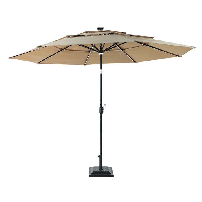 Wholesale Price Best Selling LED Light Patio Garden Yard Table Market Umbrella Polvester Sunsade with Tilt and Crank Parasol