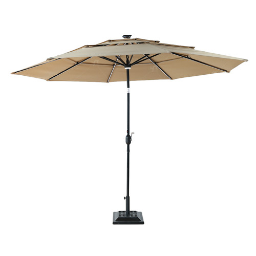 Wholesale Price Best Selling LED Light Patio Garden Yard Table Market Umbrella Polvester Sunsade with Tilt and Crank Parasol