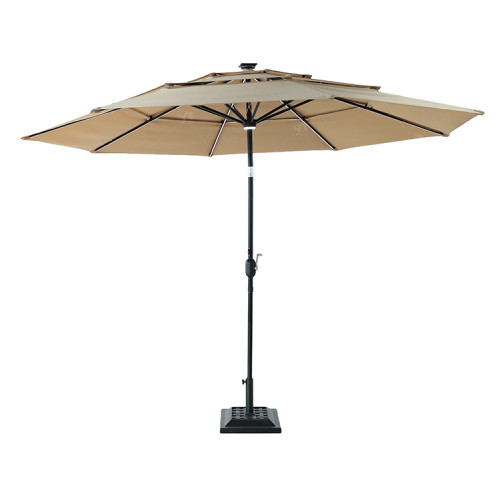 Wholesale Price Best Selling LED Light Patio Garden Yard Table Market Umbrella Polvester Sunsade with Tilt and Crank Parasol