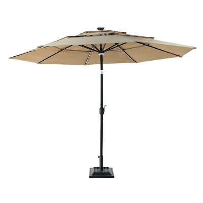 Wholesale Price Best Selling LED Light Patio Garden Yard Table Market Umbrella Polvester Sunsade with Tilt and Crank Parasol