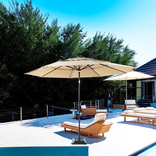 Wholesale Price Best Selling LED Light Patio Garden Yard Table Market Umbrella Polvester Sunsade with Tilt and Crank Parasol