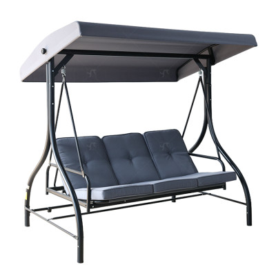 3 Seater Canopy Swing Chair Porch / Heavy Duty 2 in 1 Garden Bench Lounger Bed withMetalFrame,Removable Cushion Outdoor swing